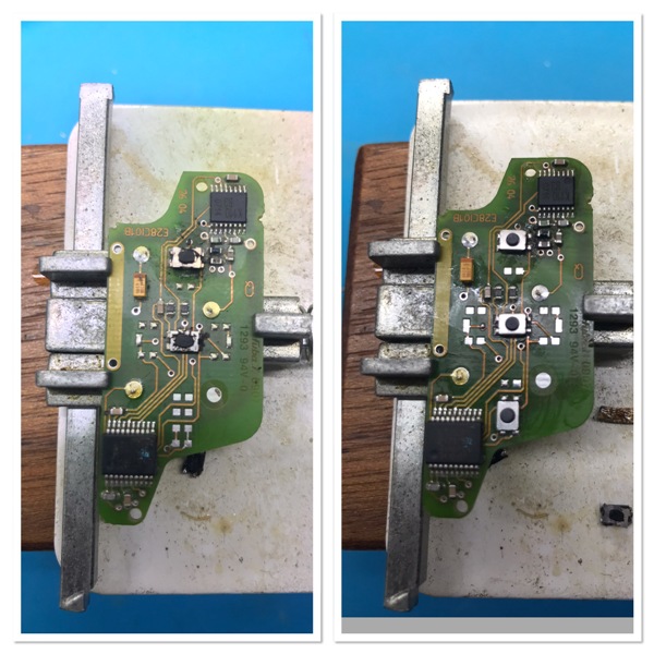 CITREON KEYFOB REPAIR (NEW TACTILE SWITCHES)  AT RADIOWAVES (www.rwer.co.uk)